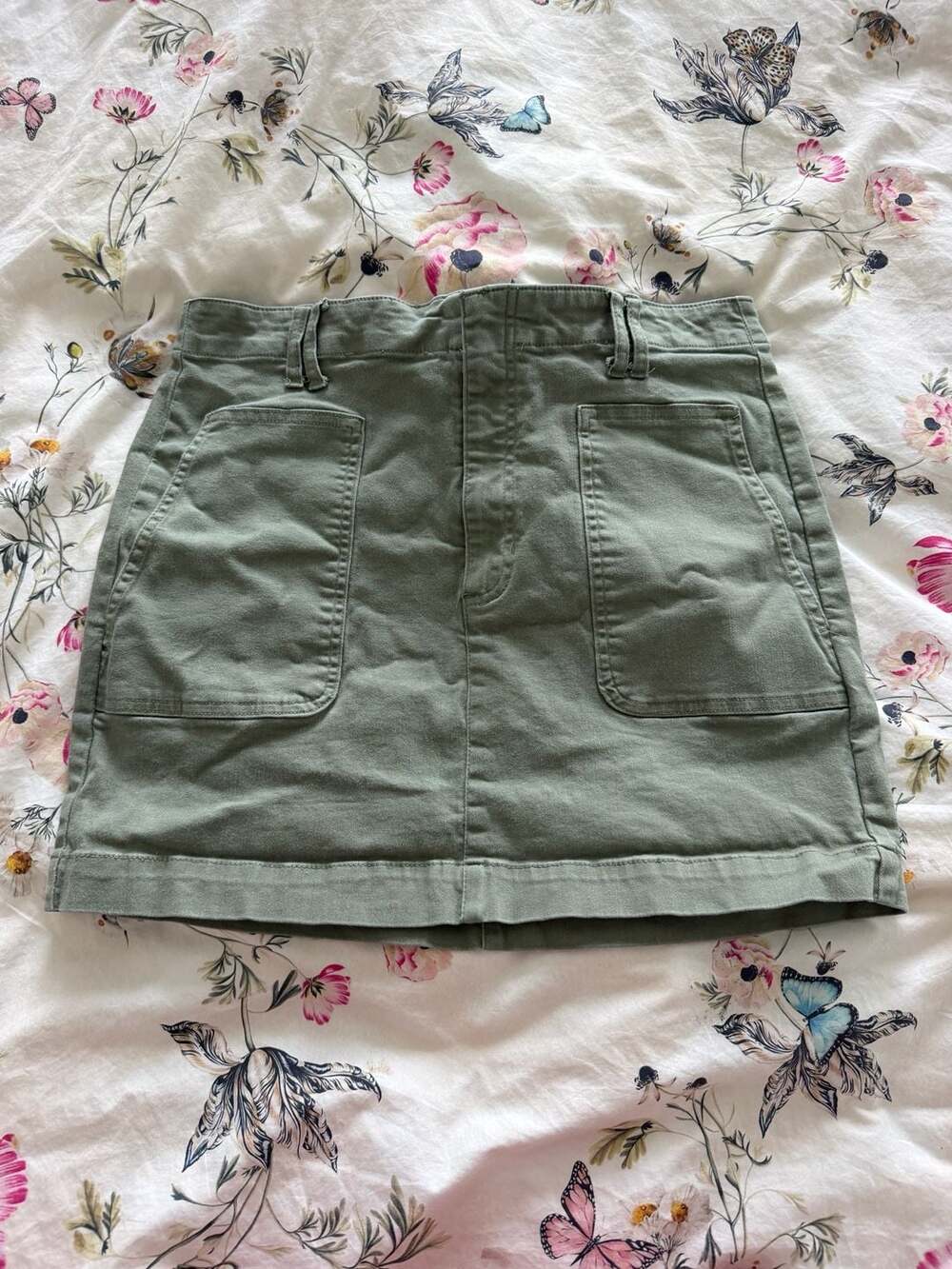 Harper Heritage Olive Green Utility Denim Mini Skirt Size L